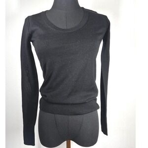 Everlane Womens XS Black Scoop Neck Long Sleeve Fine Knit Sweater 96% wool